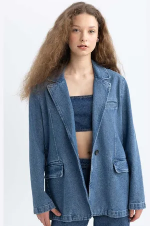DeFacto Oversize Wide Mold Buttoned Jean Blazer Jacket