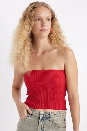 DeFacto Slim Fit Narrow Cut Basic Plain Strapless Blouse
