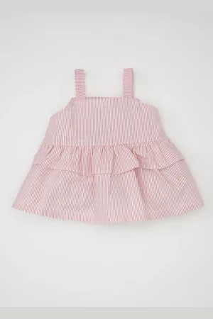 DeFacto Baby Girl Suspender Linen Look Striped Blouse