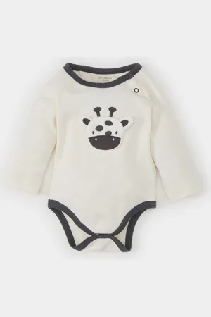 DeFacto Baby Boy Newborn Giraffe Embroidered Long Sleeve Snap Bodysuit