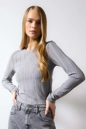 DeFacto Fitted Crew Neck Basic Plain Long Sleeve T-Shirt