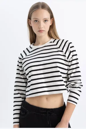 DeFacto Cool Loose Fit Crew Neck Striped Long Sleeve T-Shirt