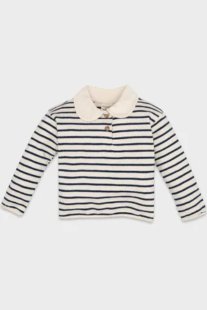 DeFacto Baby Girl Baby Collar Buttoned Soft Furry Striped Sweatshirt