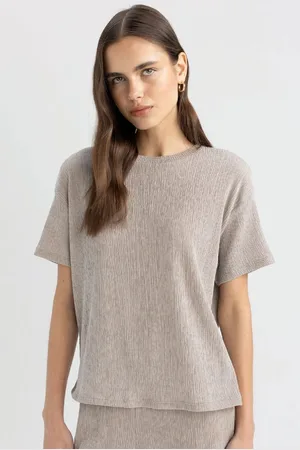 DeFacto Relax Fit Crew Neck Wrapped Short Sleeve T-Shirt