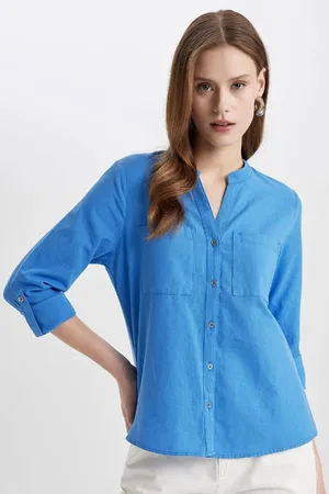 DeFacto Regular Fit Long Sleeve Linen Look Shirt