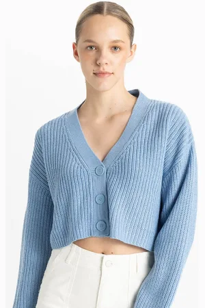 DeFacto Regular Fit V Neck Basic Plain Buttoned Knitted Cardigan