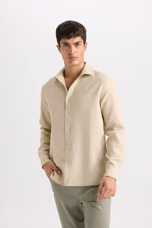 DeFacto Regular Fit Polo Neck Cotton Long Sleeve Shirt