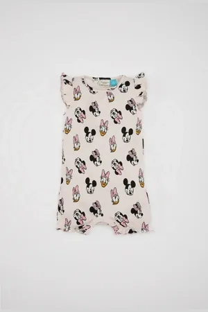 DeFacto Baby Girl Newborn Disney Mickey & Minnie Ribbed Camisole Sleeveless Jumpsuit