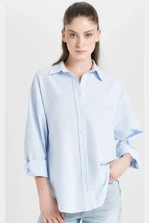 DeFacto Oversize Wide Fit Striped Oxford Long Sleeve Shirt