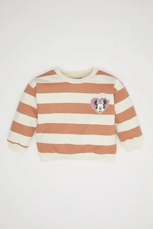 DeFacto Baby Girl Disney Mickey & Minnie Crew Neck Striped Sweatshirt
