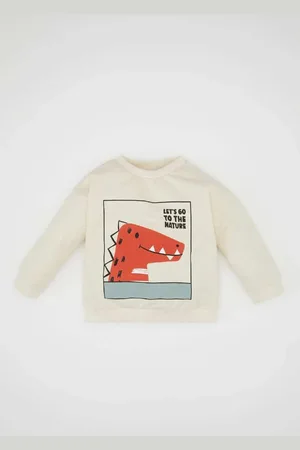DeFacto Baby Boy Crew Neck Dinosaur Printed Sweatshirt