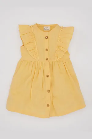 DeFacto Baby Girl Sleeveless Linen Look Dress
