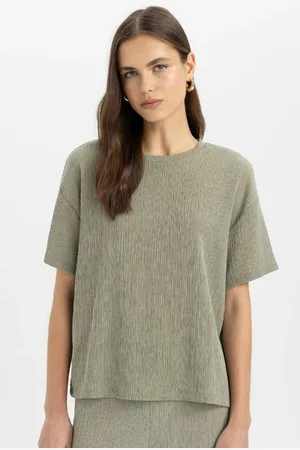DeFacto Relax Fit Crew Neck Wrapped Short Sleeve T-Shirt
