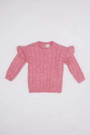 DeFacto Baby Girl Crew Neck Knitwear Pink Sweater