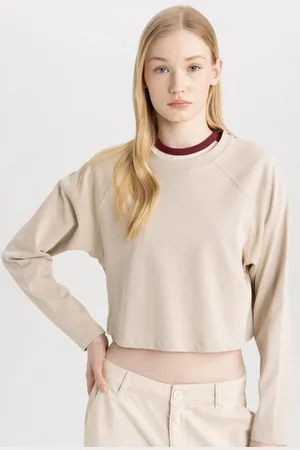 DeFacto Cool Loose Fit Crew Neck Basic Plain Long Sleeve T-Shirt