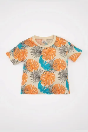 DeFacto Baby Boy Crew Neck Palm Tree Patterned Short Sleeve T-Shirt