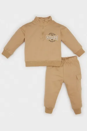 DeFacto Baby Boy 2-Piece Set Printed Half Zipper Sweatshirt Elastic Waist Bottom