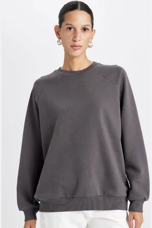 DeFacto Oversize Wide Pattern Crew Neck Thick Basic Plain Sweatshirt