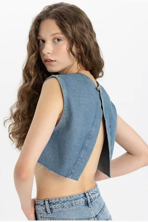 DeFacto Crop Backless Jean Blouse