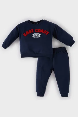 DeFacto Baby Boy 2-Piece Set Crew Neck Printed Sweatshirt Elastic Waist Tracksuit Bottoms