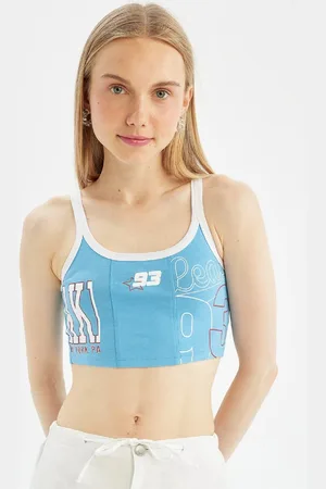 DeFacto Cool Fitted Printed Crop Tank Top