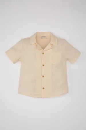 DeFacto Baby Boy Open Collar Muslin Short Sleeve Shirt