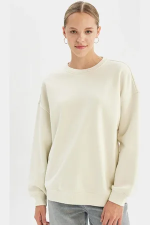 DeFacto Back to School Oversize Wide Pattern Crew Neck Thick Fabric Basic Plain Sweatshirt
