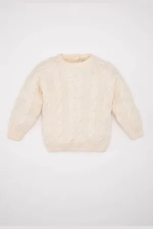 DeFacto Baby Boy Ecru Crew Neck Knitwear Sweater