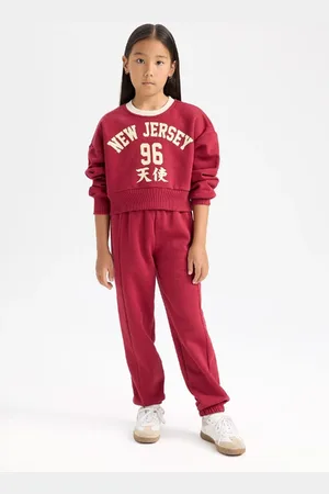 DeFacto Girl 2-Piece Set Printed Sweatshirt Top Elastic Waist Jogger Tracksuit Bottom