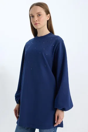 DeFacto Crew Neck Balloon Sleeve Stoned Long Sleeve Sweatshirt Tunic