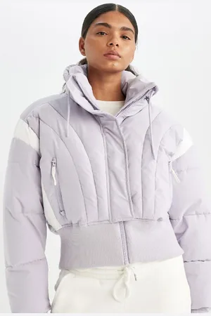 DeFacto Fit Warm Jacket Water Repellent Windproof Puffer Crop Hidden Hooded Zippered Pocket