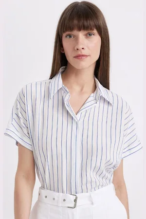 DeFacto Oversize Wide Fit Striped Short Sleeve Shirt