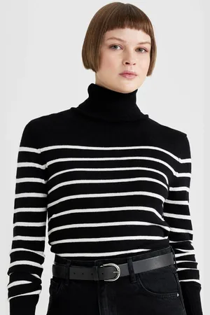DeFacto Regular Fit Striped Turtleneck Knitwear Sweater