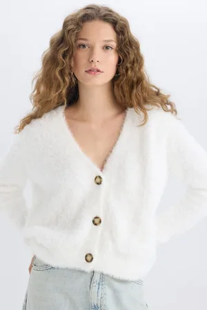 DeFacto Oversize Wide Pattern V Neck Knitwear Cardigan