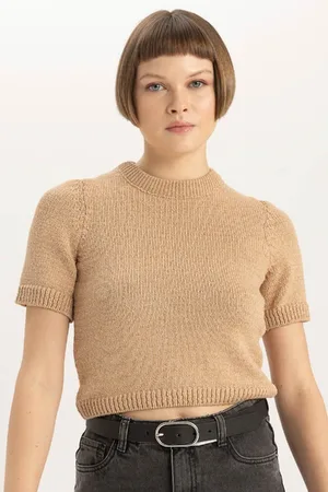 DeFacto Fitted Crew Neck Short Sleeve Knitted Sweater