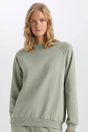 DeFacto Oversize Wide Pattern Crew Neck Thick Basic Plain Sweatshirt