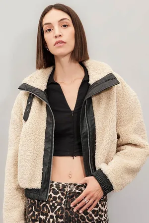 DeFacto Stand Collar Faux Für Zipper Coat Jacket