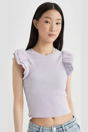 DeFacto Slim Fit Slim Cut Crew Neck Ribbed Camisole Short Sleeve T-Shirt