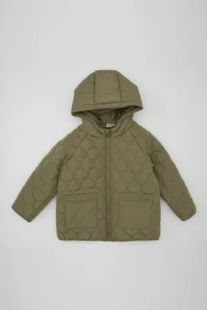 DeFacto Baby Boy Zipper Pocket Hooded Water Repellent Patterned Puffer Jacket