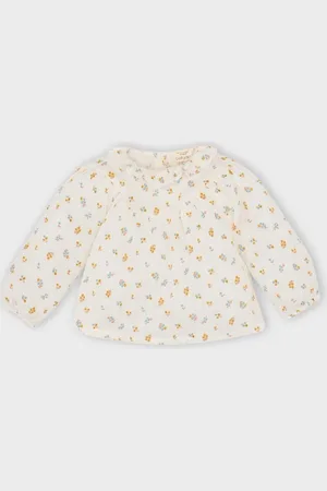DeFacto Baby Girl Muslin Floral Patterned Ruffle Collar Long Sleeve Shirt