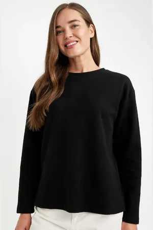 DeFacto Regular Fit Crew Neck Thessaloniki Fabric Basic Plain Long Sleeve T-Shirt