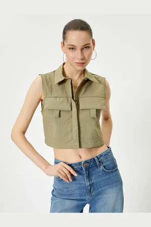 Koton Short Sleeveless Shirt with Parachute Fabric Cover Pocket
