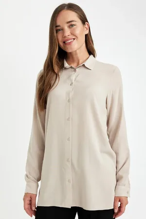 DeFacto Regular Fit Basic Plain Buttoned Long Sleeve Shirt