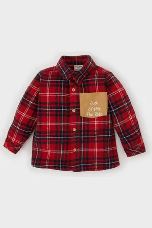 DeFacto Baby Boy Flannel Plaid Pocket Detailed Long Sleeve Shirt