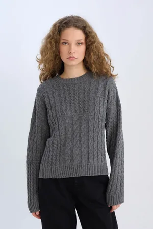 DeFacto Coool Oversize Wide Pattern Crew Neck Knitwear Sweater