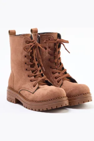 Trendyol Brown Suede Lace-Up and Zippered Short Flat Heel Women
