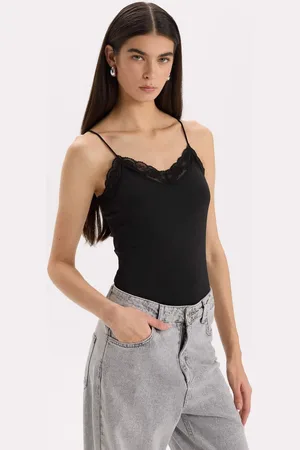 DeFacto New Year Themed Slim Fit Slim Cut V Neck Tank Top