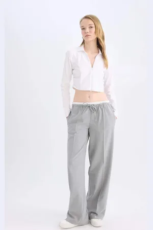 DeFacto Wide Leg Regular Waist Wide Pocket Collared Wide Leg Pants