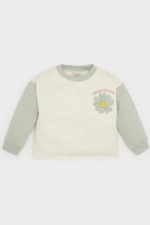 DeFacto Baby Girl Crew Neck Floral Inside Soft Feather Sweatshirt