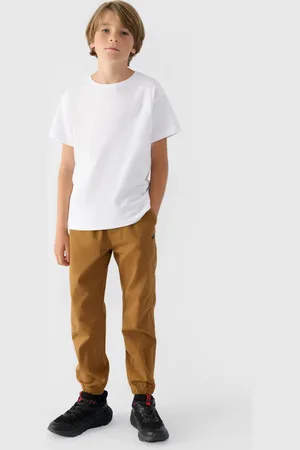 4F Chlapecké Kalhoty Jogger Casual Hladké Khaki JWMM00TTR